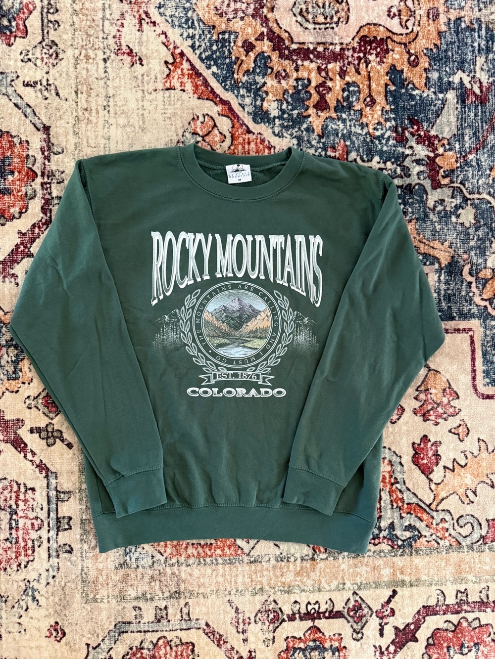 Rocky Mountains Colorado Forest Green Crewneck Sweatshirt